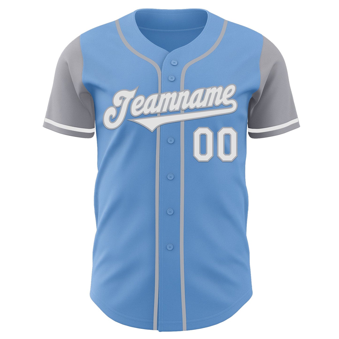 Custom Light Blue White-Gray Authentic Two Tone Baseball Jersey view 2