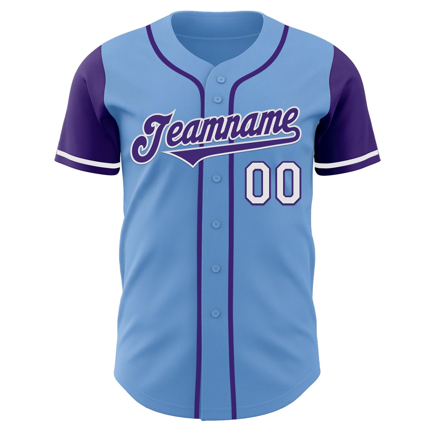 Custom Light Blue Purple-White Authentic Two Tone Baseball Jersey view 2
