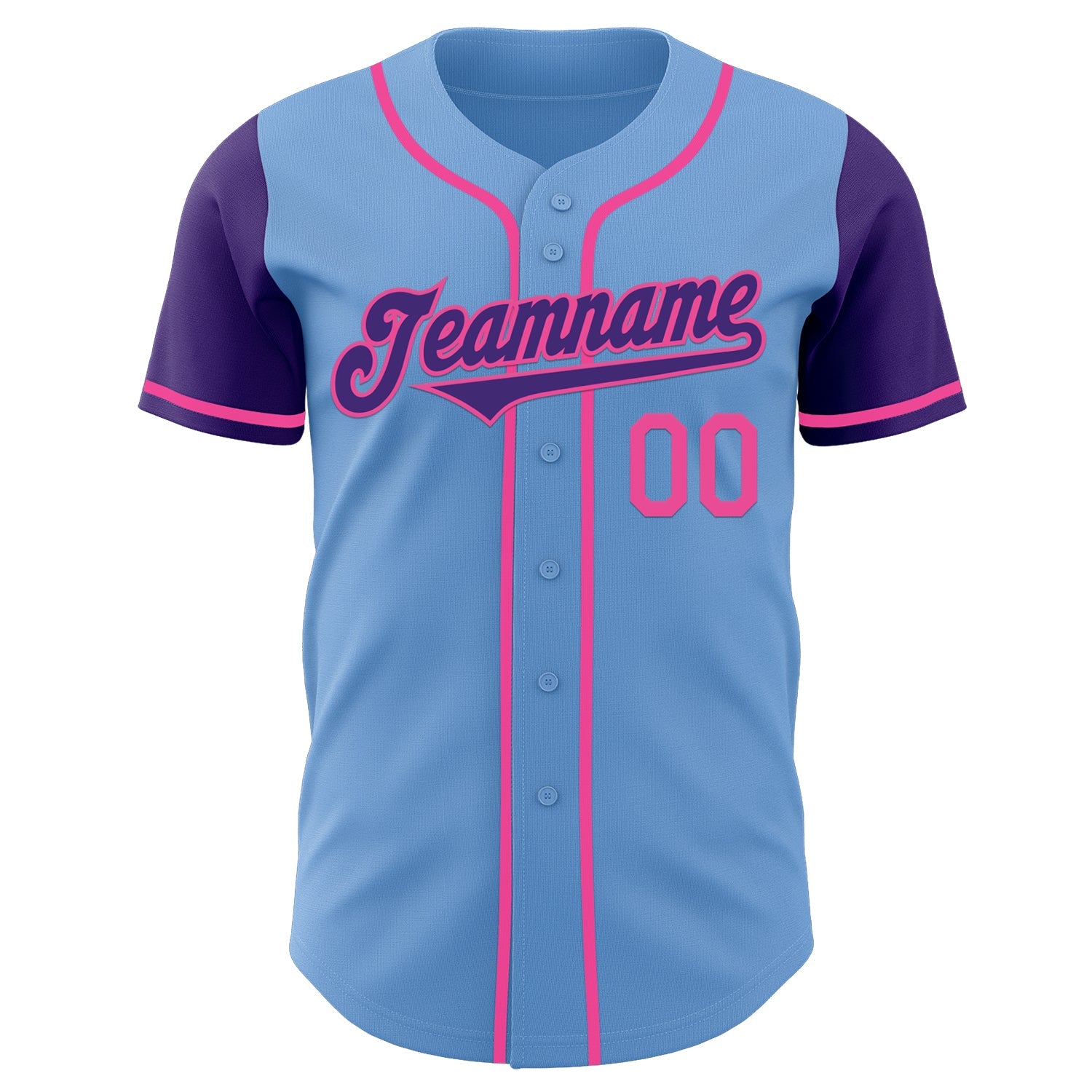 Custom Light Blue Purple-Pink Authentic Two Tone Baseball Jersey view 2