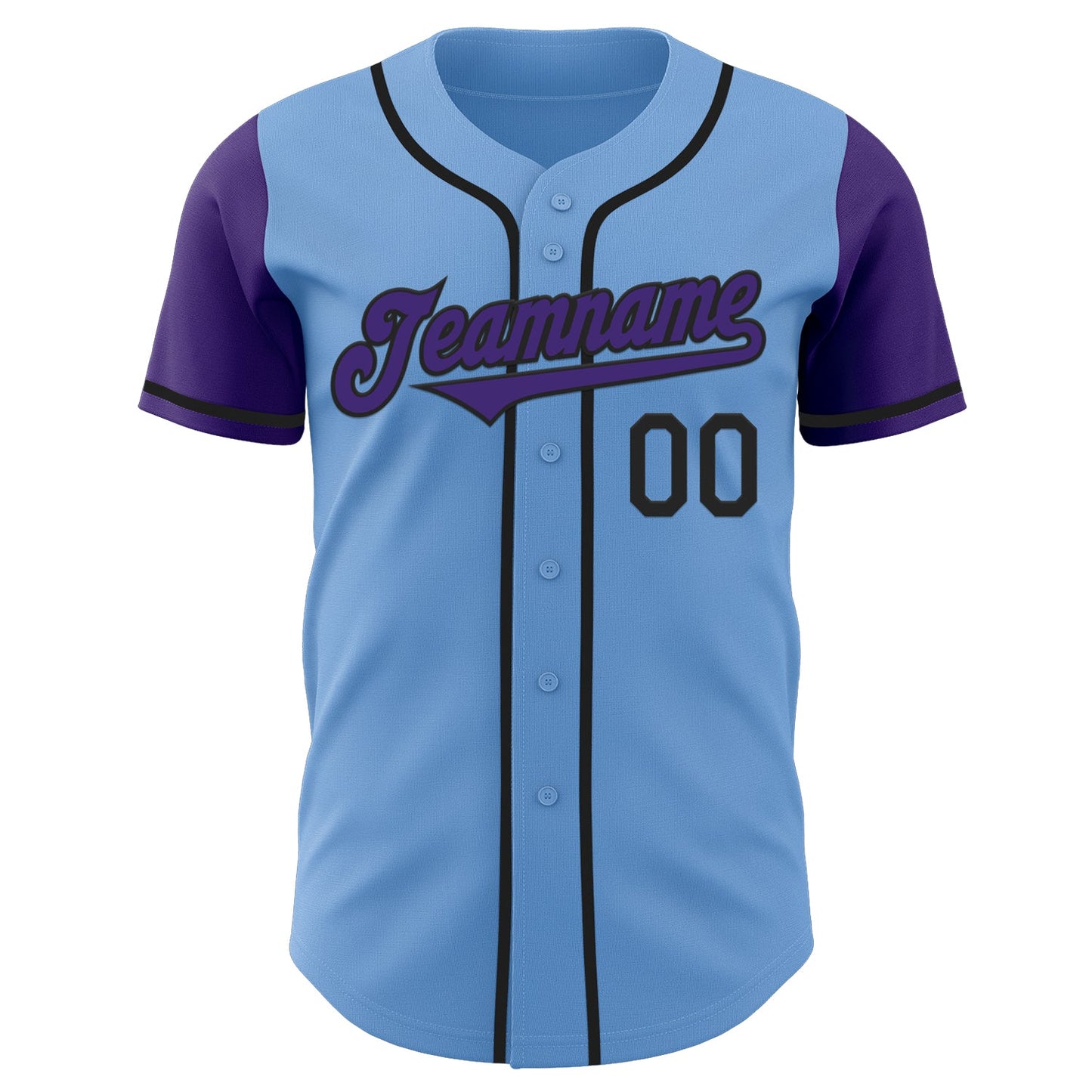 Custom Light Blue Purple-Black Authentic Two Tone Baseball Jersey view 2