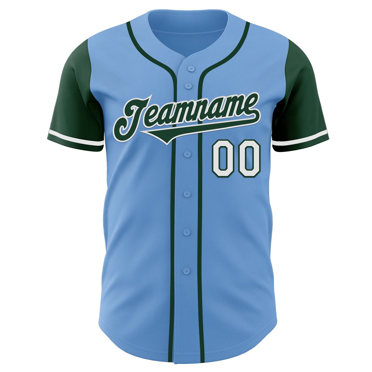 Custom Light Blue Green-White Authentic Two Tone Baseball Jersey view 2
