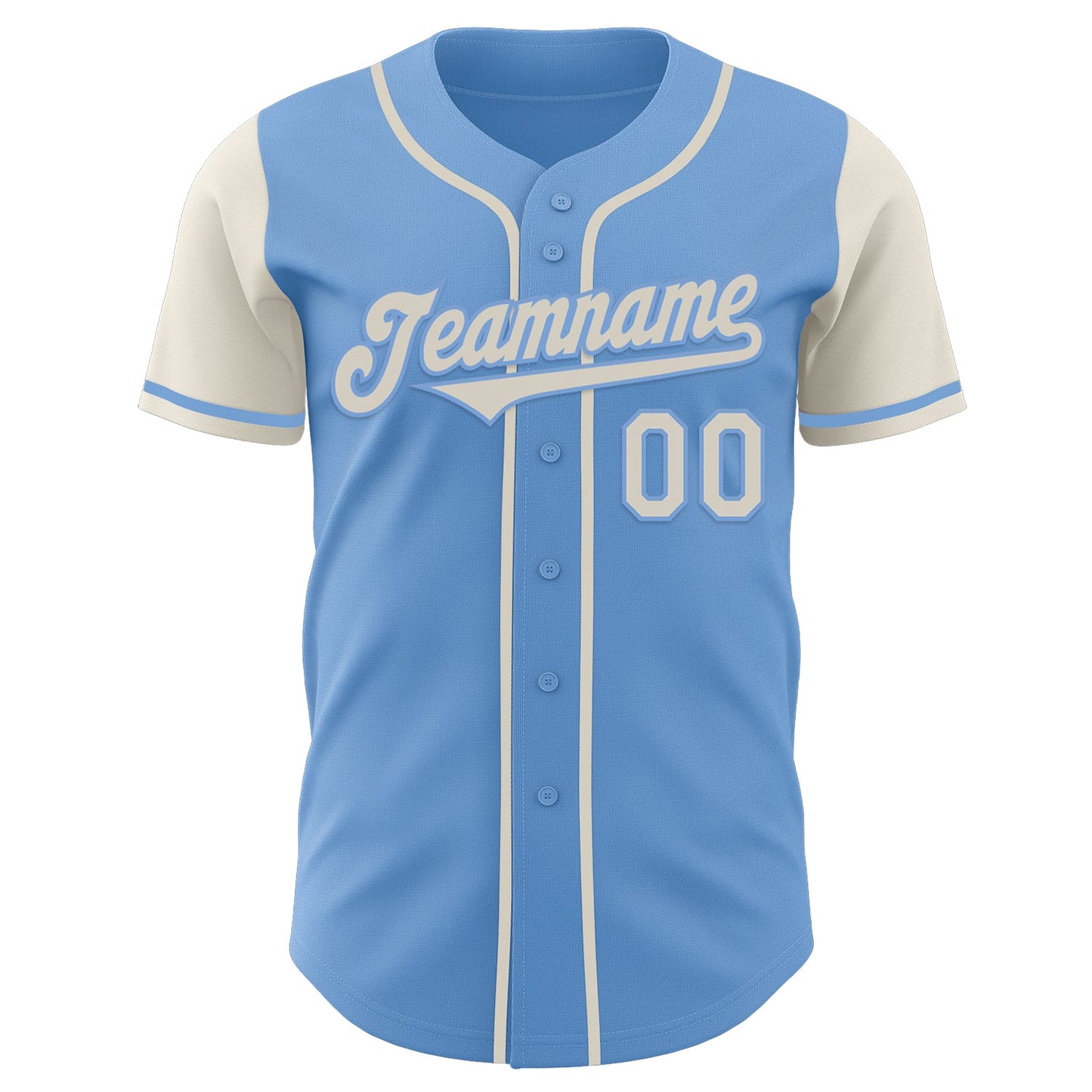 Custom Light Blue Cream Authentic Two Tone Baseball Jersey view 2