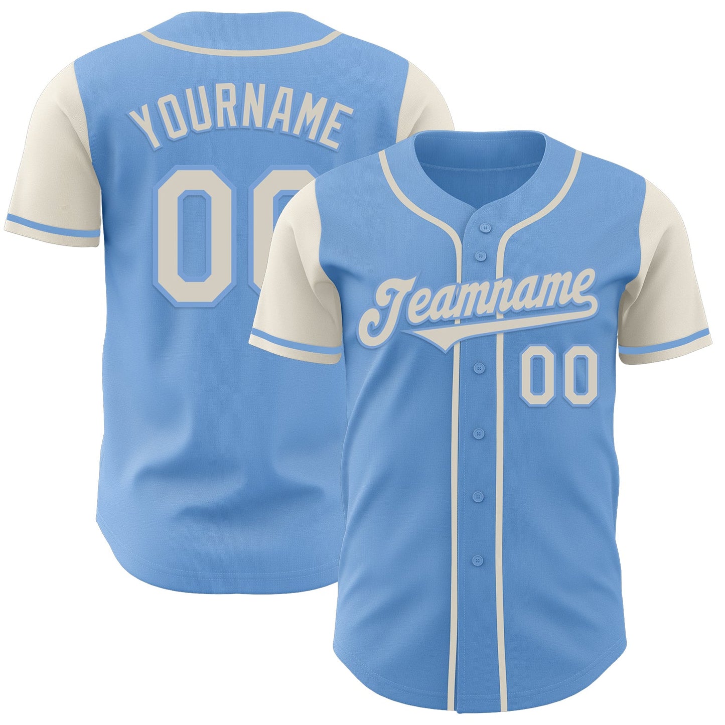 Custom Light Blue Cream Authentic Two Tone Baseball Jersey - Main View