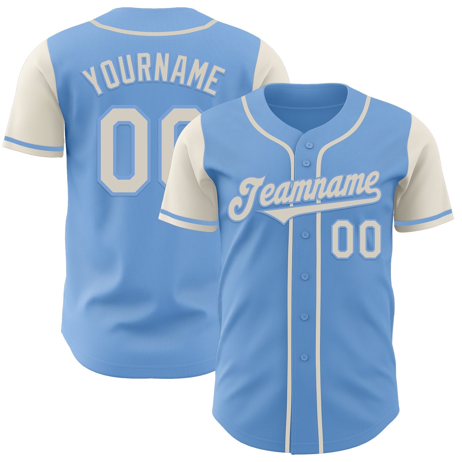 Custom Light Blue Cream Authentic Two Tone Baseball Jersey - Main View