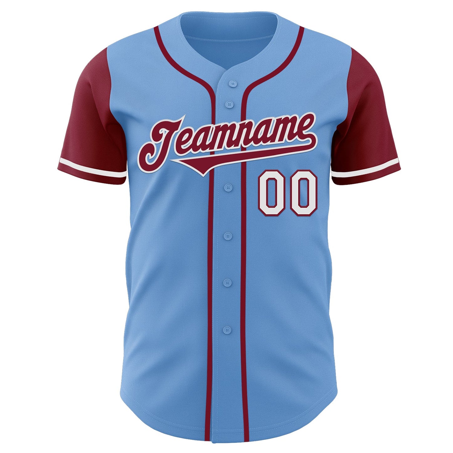 Custom Light Blue Crimson-White Authentic Two Tone Baseball Jersey view 2