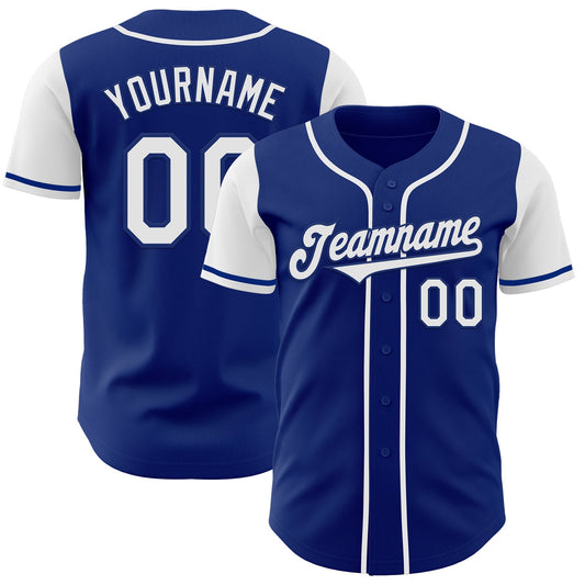 Custom Royal White Authentic Two Tone Baseball Jersey - Main View