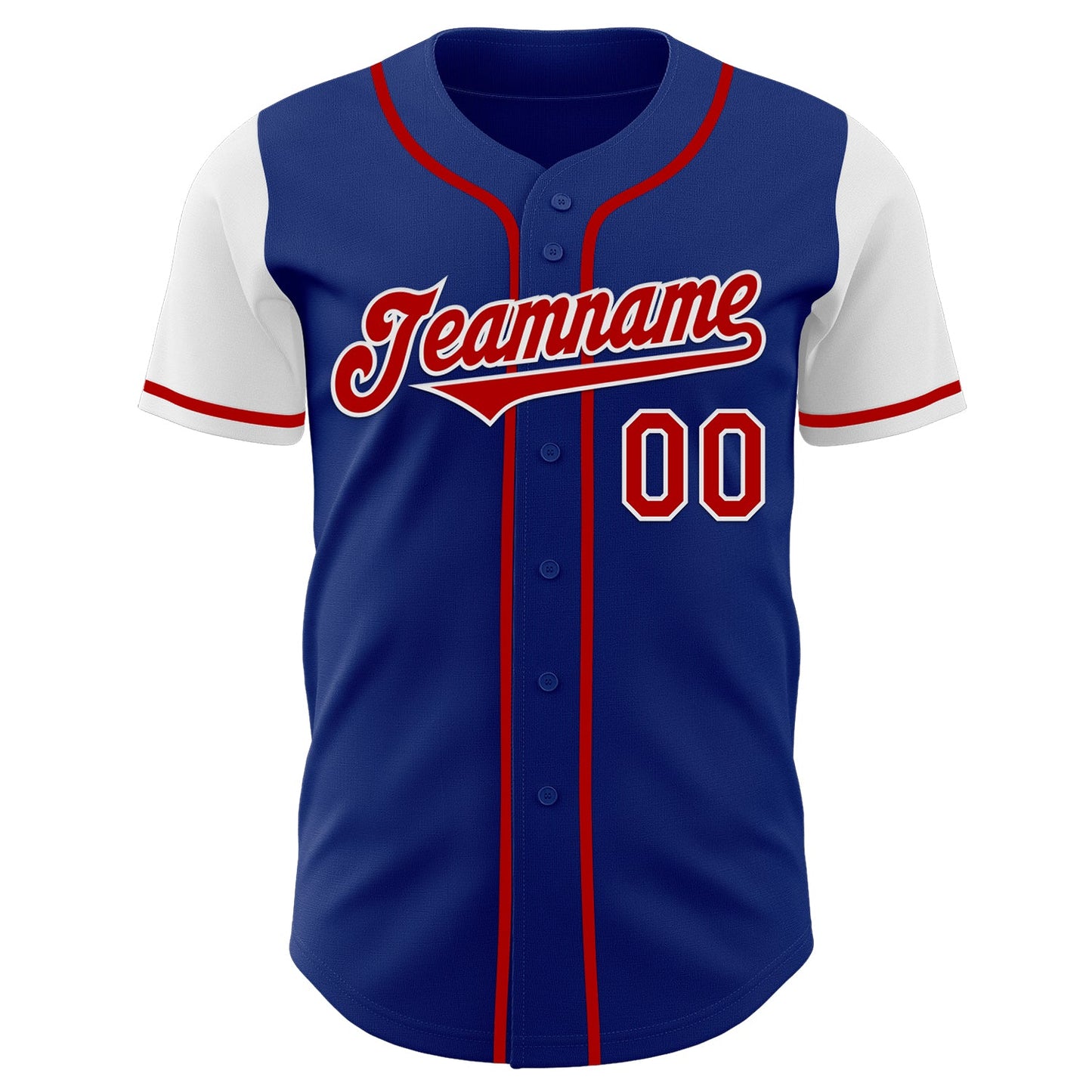 Custom Royal Red-White Authentic Two Tone Baseball Jersey view 2