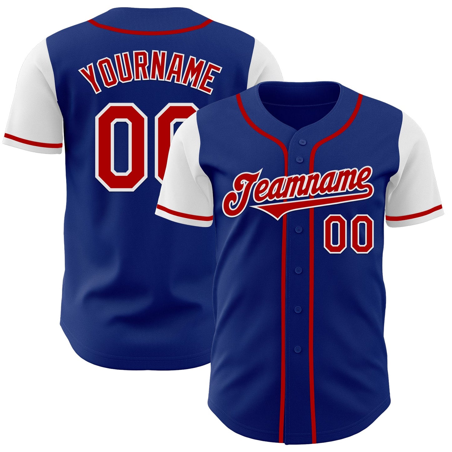 Custom Royal Red-White Authentic Two Tone Baseball Jersey - Main View