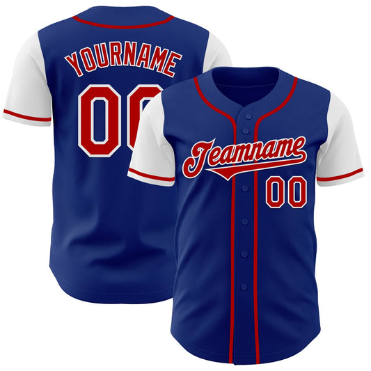 Custom Royal Red-White Authentic Two Tone Baseball Jersey - Main View