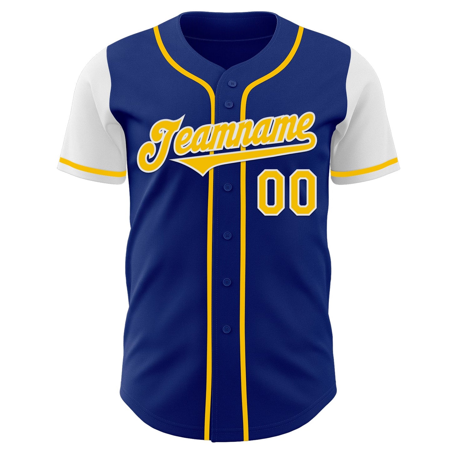 Custom Royal Yellow-White Authentic Two Tone Baseball Jersey view 2