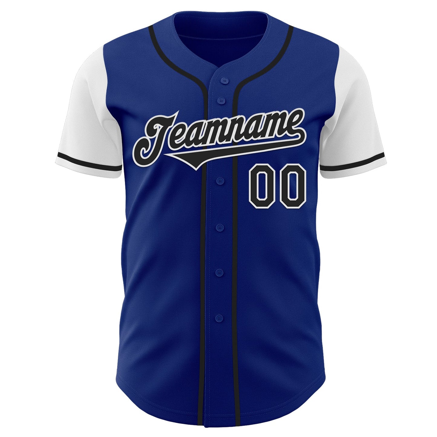 Custom Royal Black-White Authentic Two Tone Baseball Jersey view 2