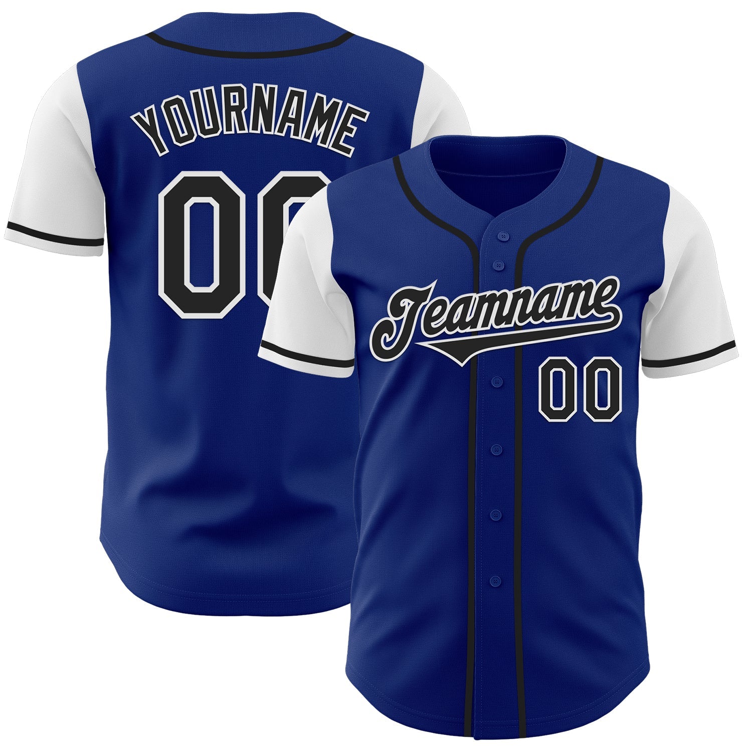 Custom Royal Black-White Authentic Two Tone Baseball Jersey - Main View