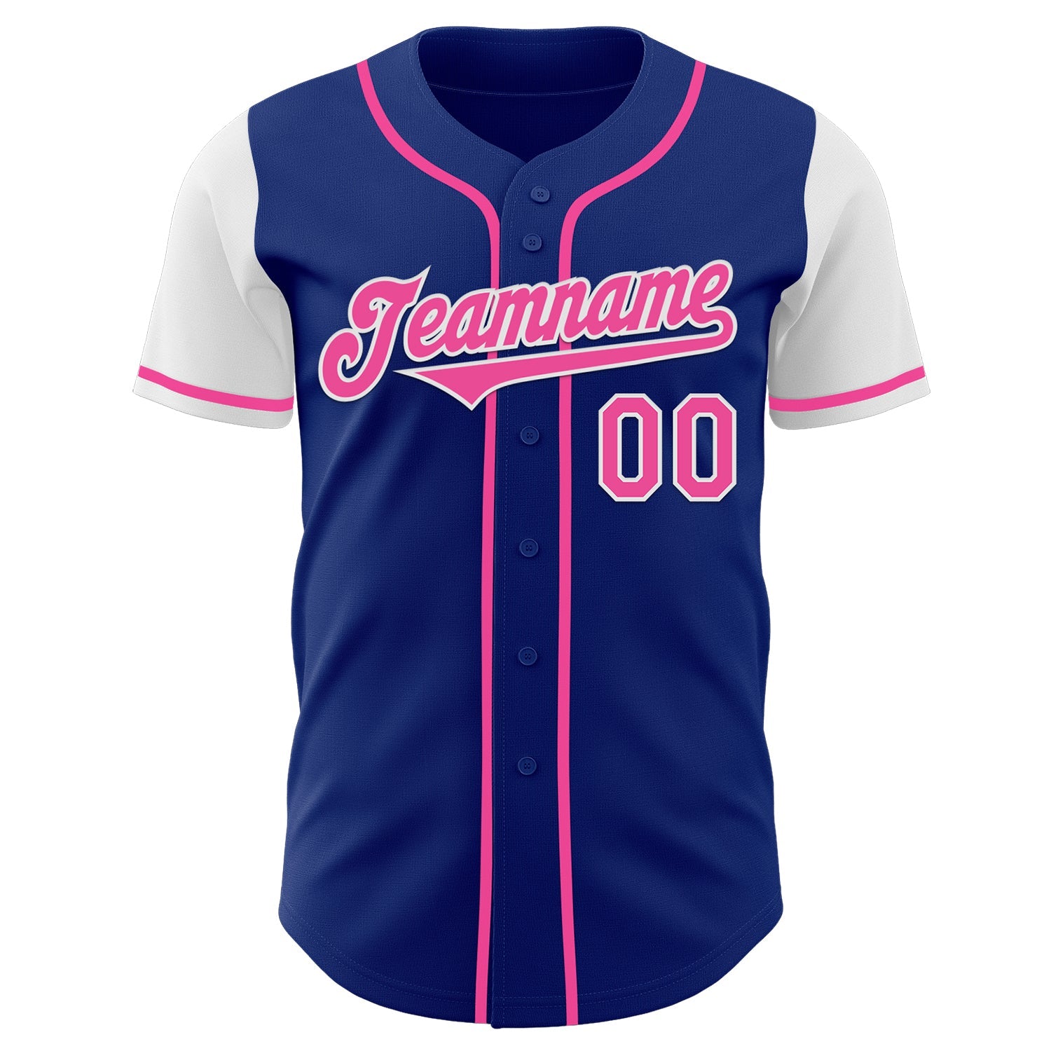 Custom Royal Pink-White Authentic Two Tone Baseball Jersey view 2