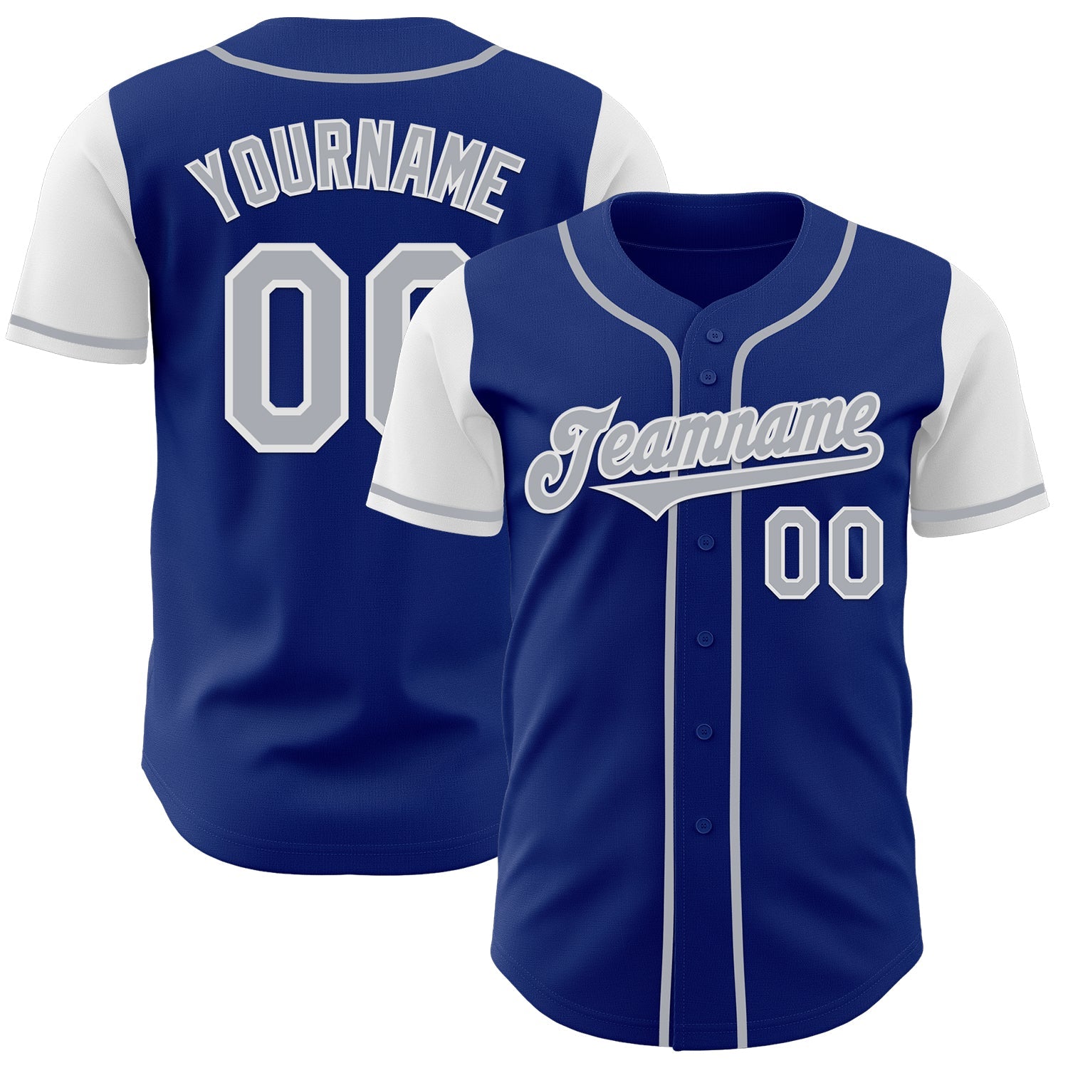 Custom Royal Gray-White Authentic Two Tone Baseball Jersey - Main View