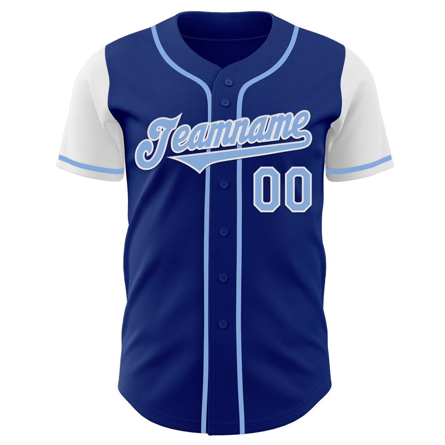 Custom Royal Light Blue-White Authentic Two Tone Baseball Jersey view 2