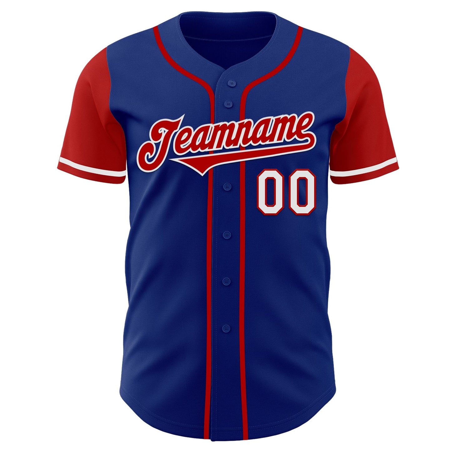 Custom Royal Red-White Authentic Two Tone Baseball Jersey view 2