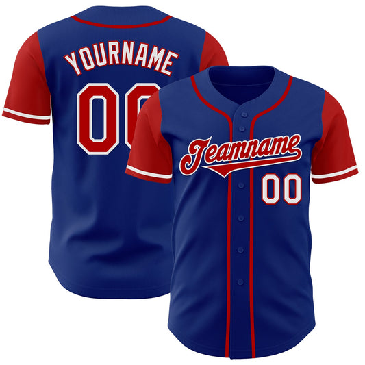 Custom Royal Red-White Authentic Two Tone Baseball Jersey - Main View