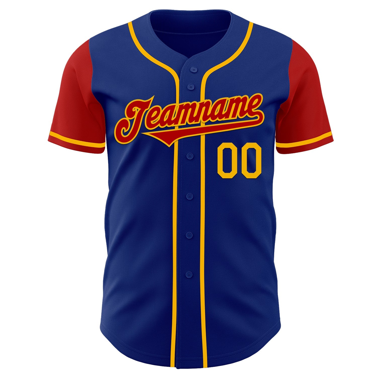 Custom Royal Red-Gold Authentic Two Tone Baseball Jersey view 2