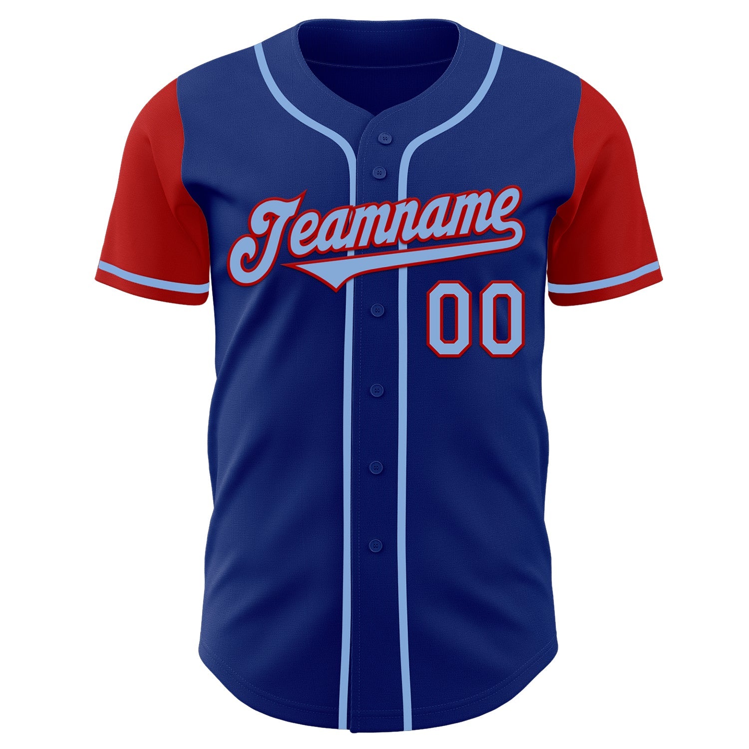 Custom Royal Light Blue-Gold Authentic Two Tone Baseball Jersey view 2