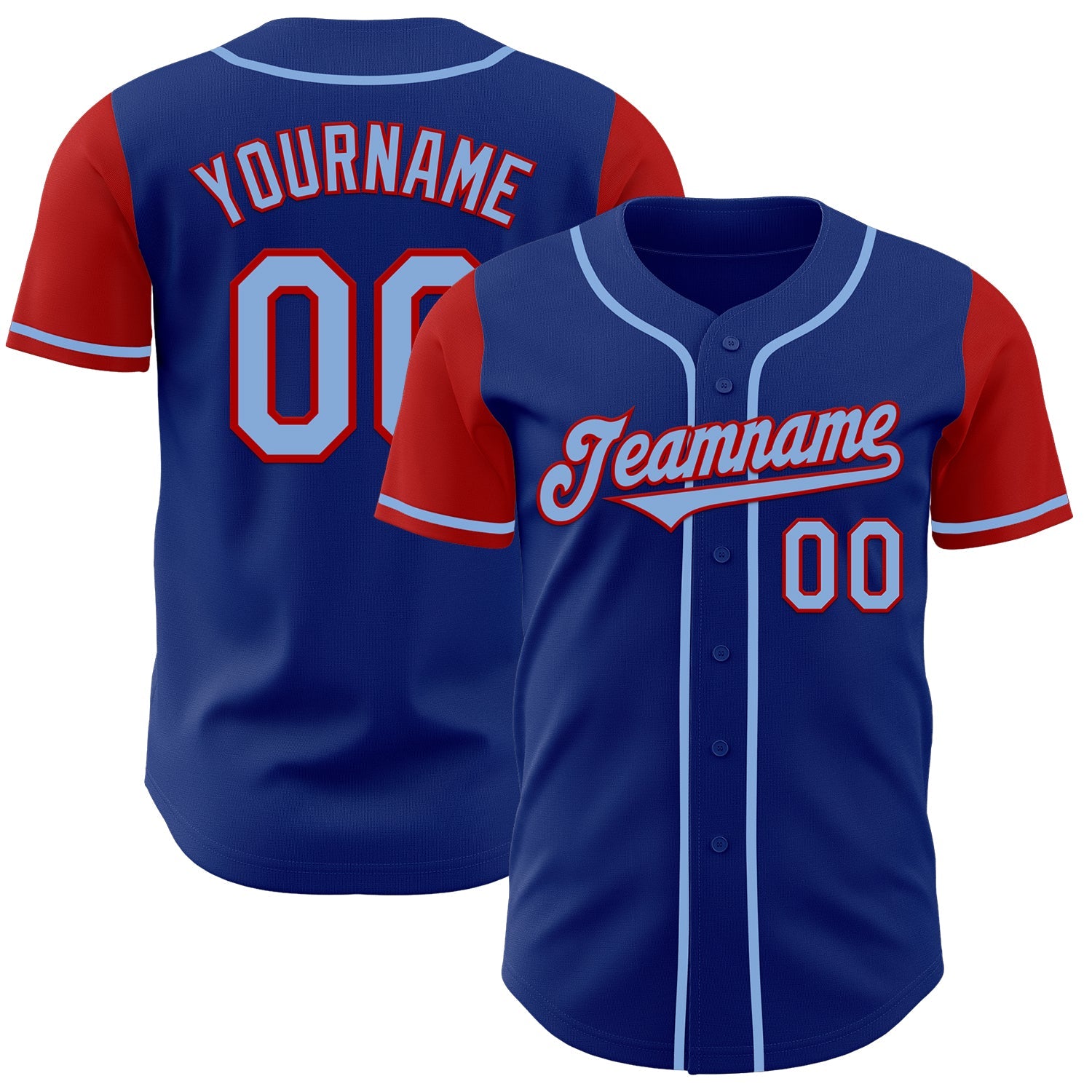 Custom Royal Light Blue-Gold Authentic Two Tone Baseball Jersey - Main View