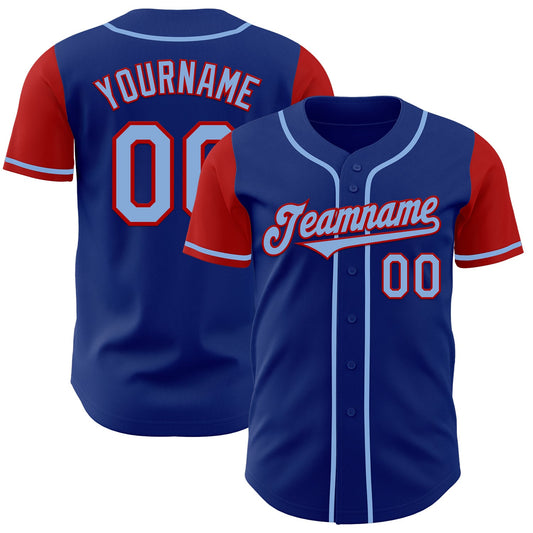 Custom Royal Light Blue-Gold Authentic Two Tone Baseball Jersey - Main View