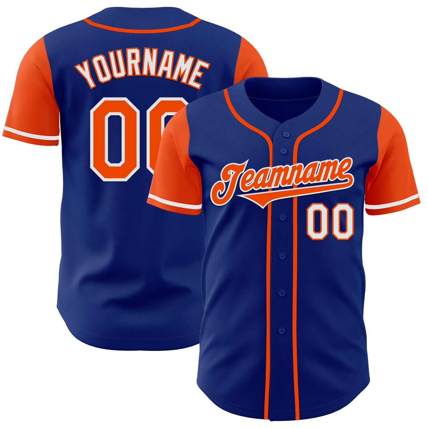Custom Royal Orange-White Authentic Two Tone Baseball Jersey - Main View