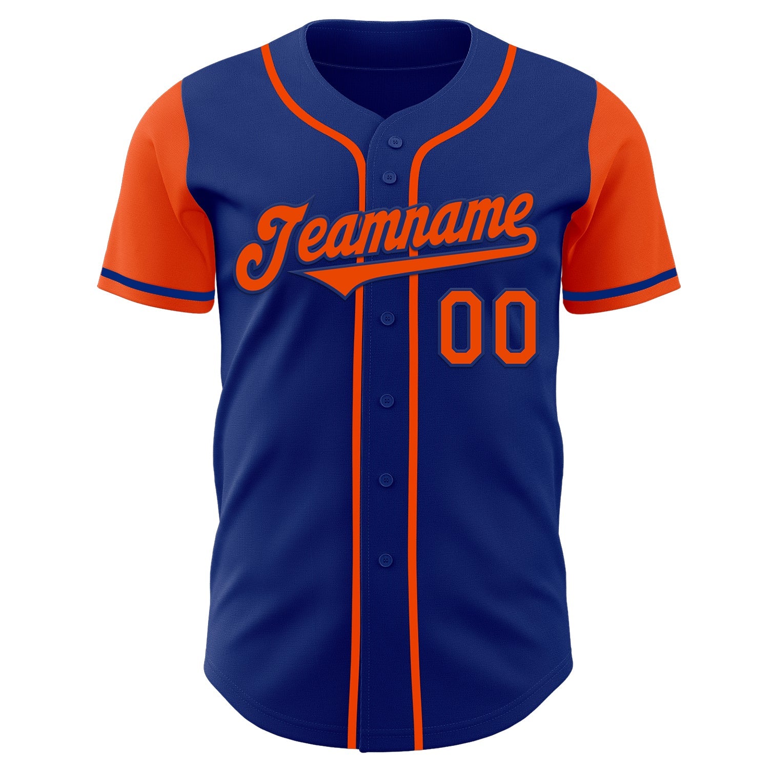 Custom Royal Orange Authentic Two Tone Baseball Jersey view 2