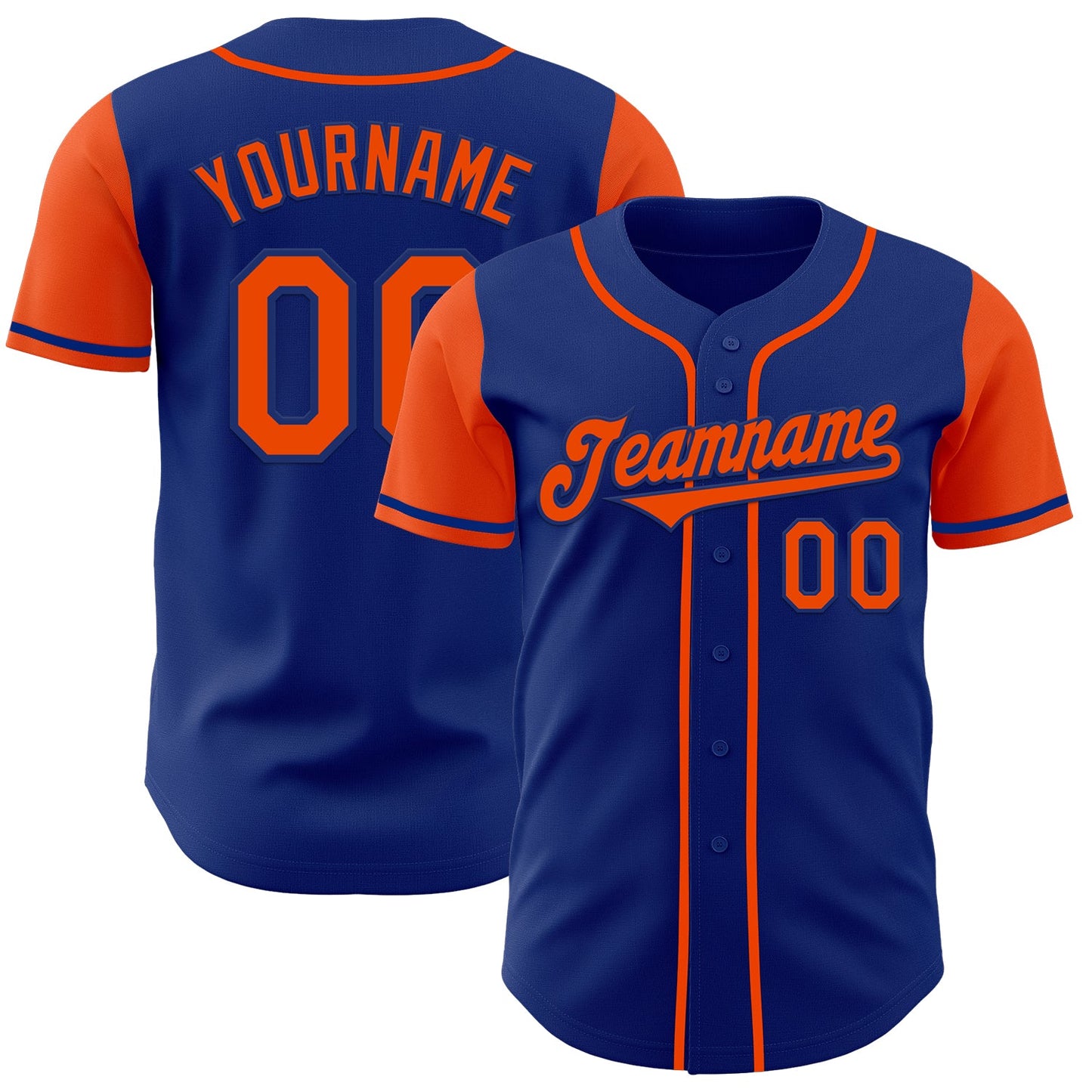 Custom Royal Orange Authentic Two Tone Baseball Jersey - Main View