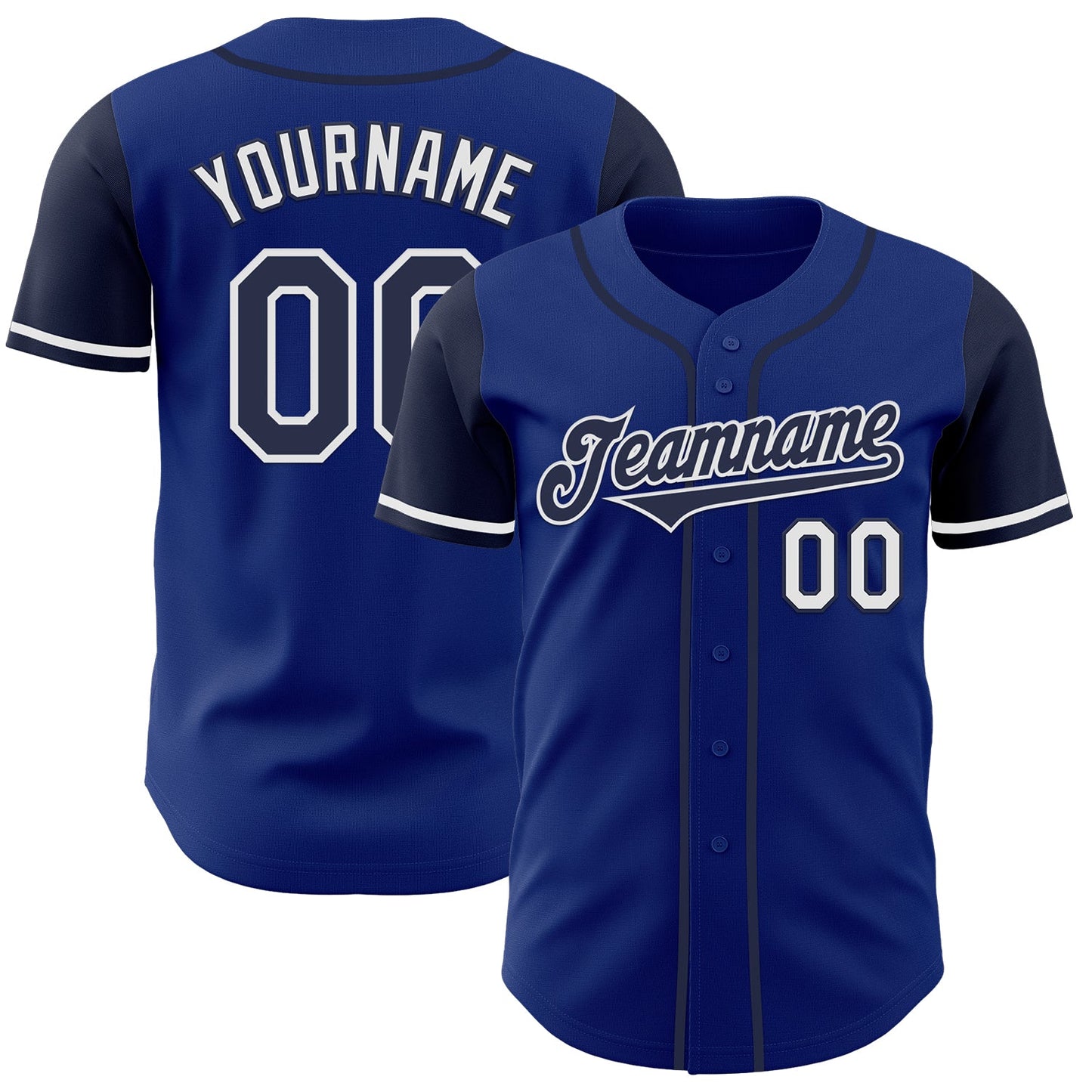 Custom Royal Navy-White Authentic Two Tone Baseball Jersey - Main View