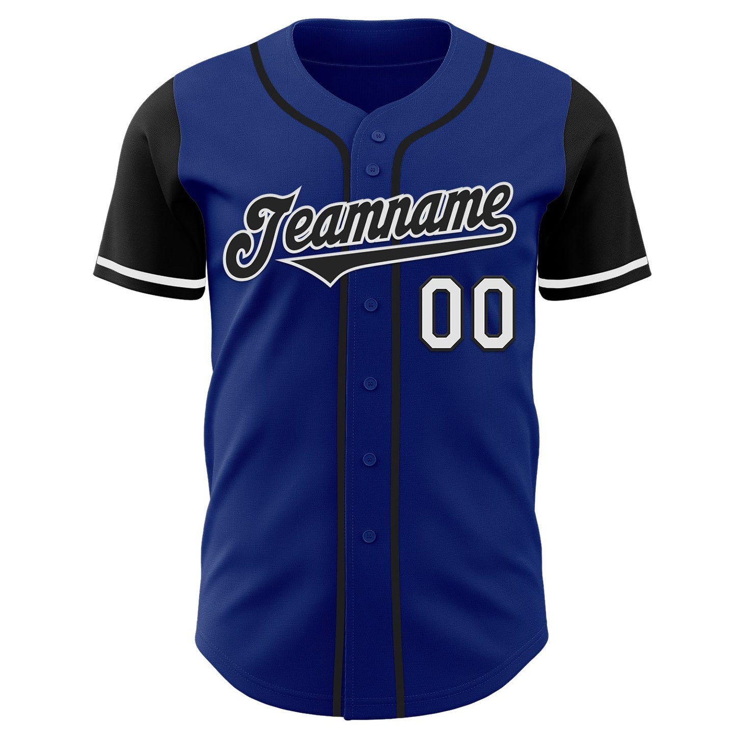 Custom Royal Black-White Authentic Two Tone Baseball Jersey view 2