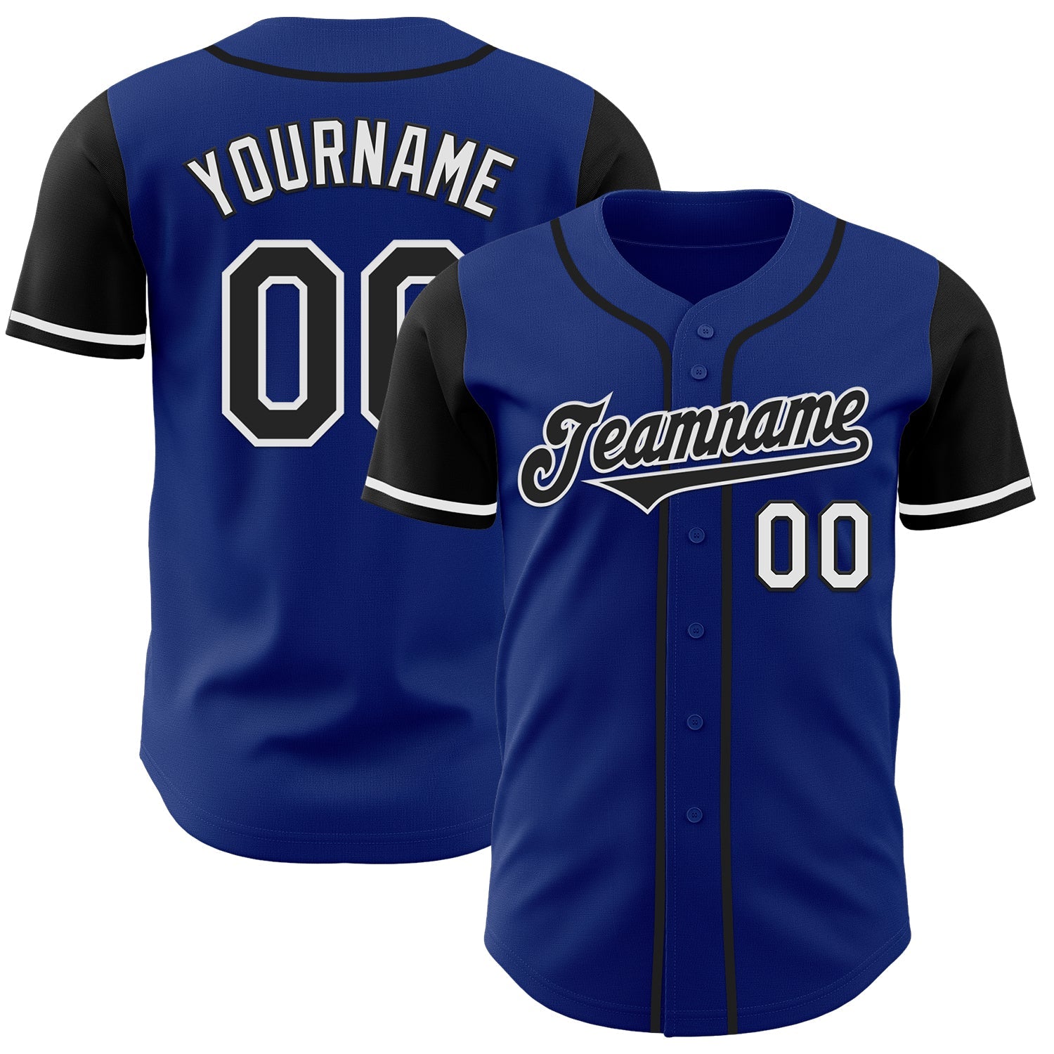 Custom Royal Black-White Authentic Two Tone Baseball Jersey - Main View