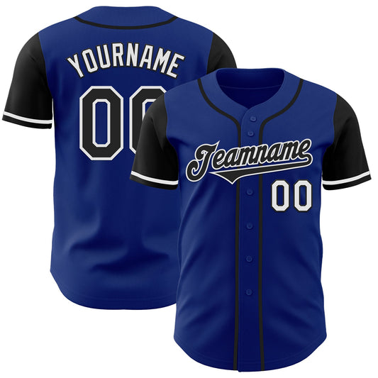 Custom Royal Black-White Authentic Two Tone Baseball Jersey - Main View