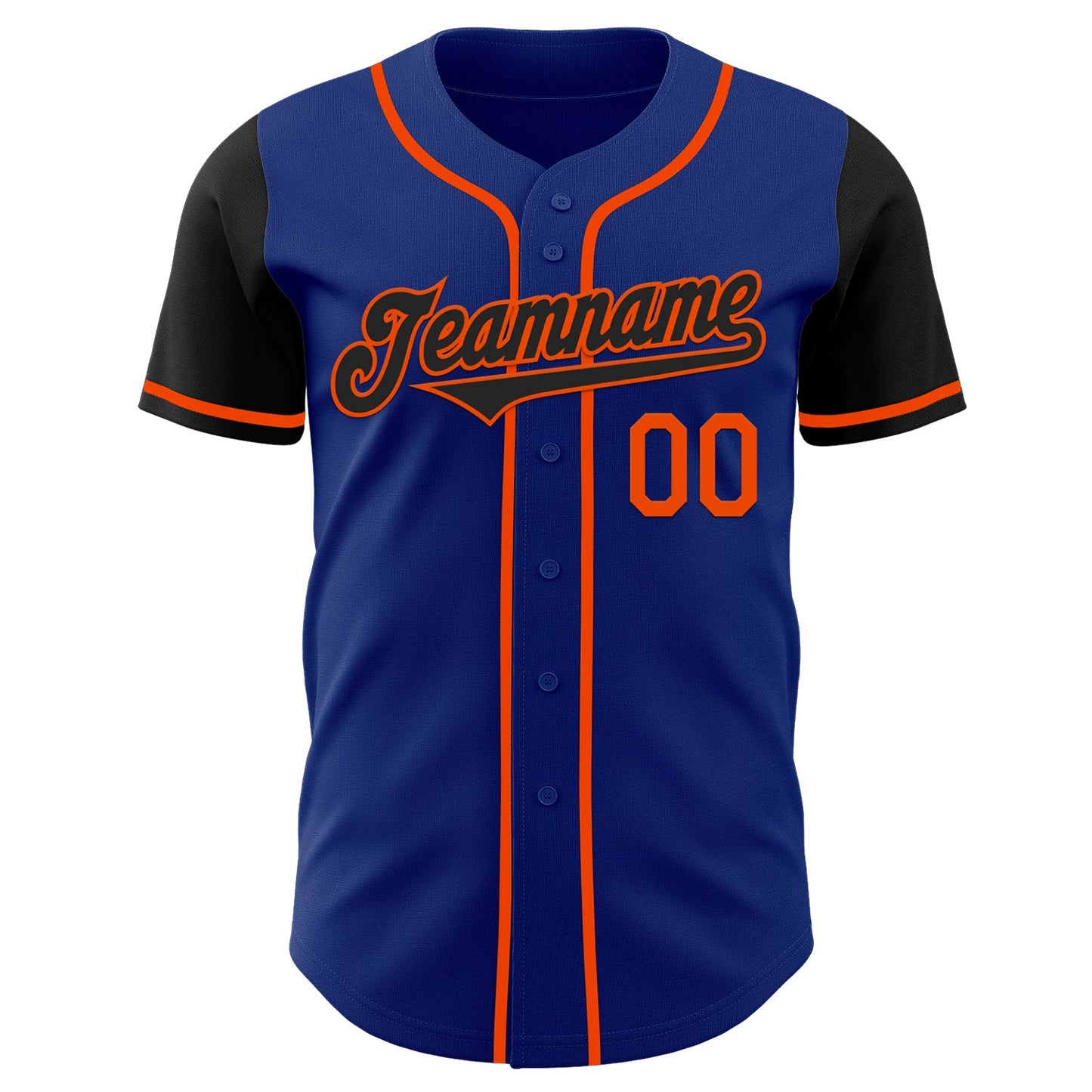 Custom Royal Black-Orange Authentic Two Tone Baseball Jersey view 2