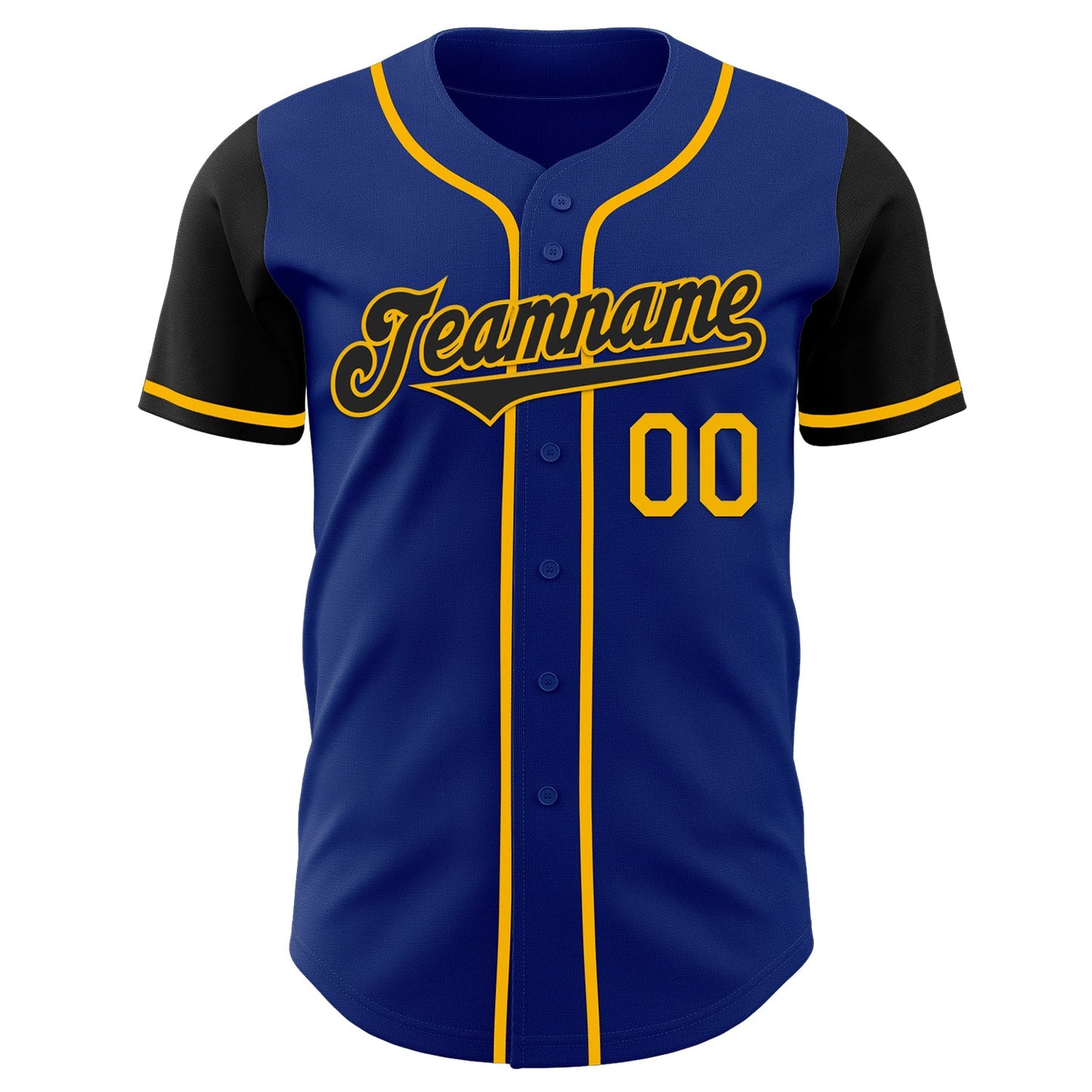 Custom Royal Black-Gold Authentic Two Tone Baseball Jersey view 2