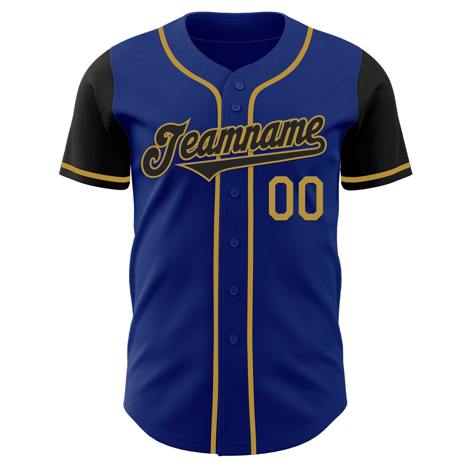 Custom Royal Black-Old Gold Authentic Two Tone Baseball Jersey view 2