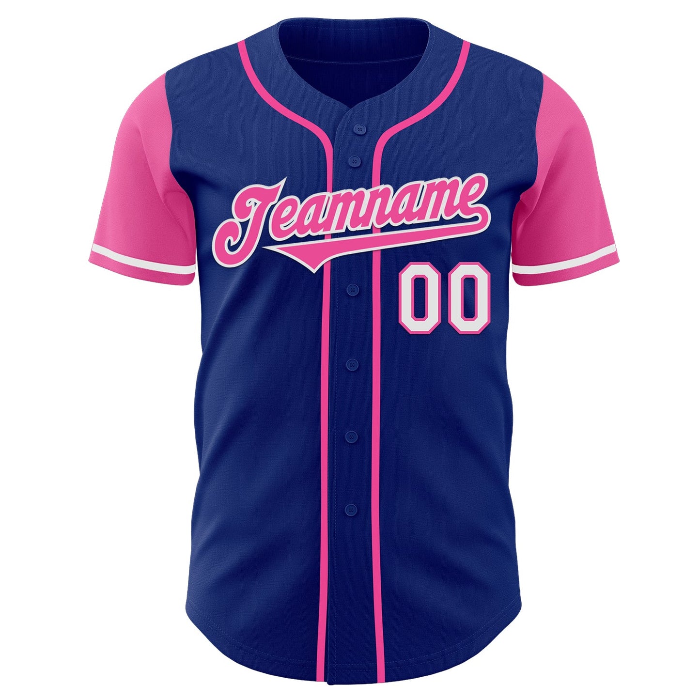 Custom Royal Pink-White Authentic Two Tone Baseball Jersey view 2