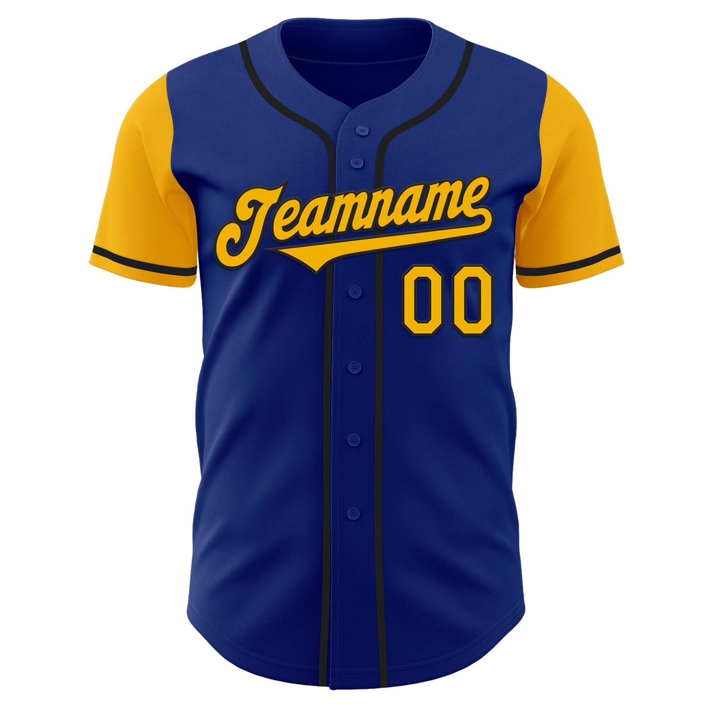 Custom Royal Gold-Black Authentic Two Tone Baseball Jersey view 2