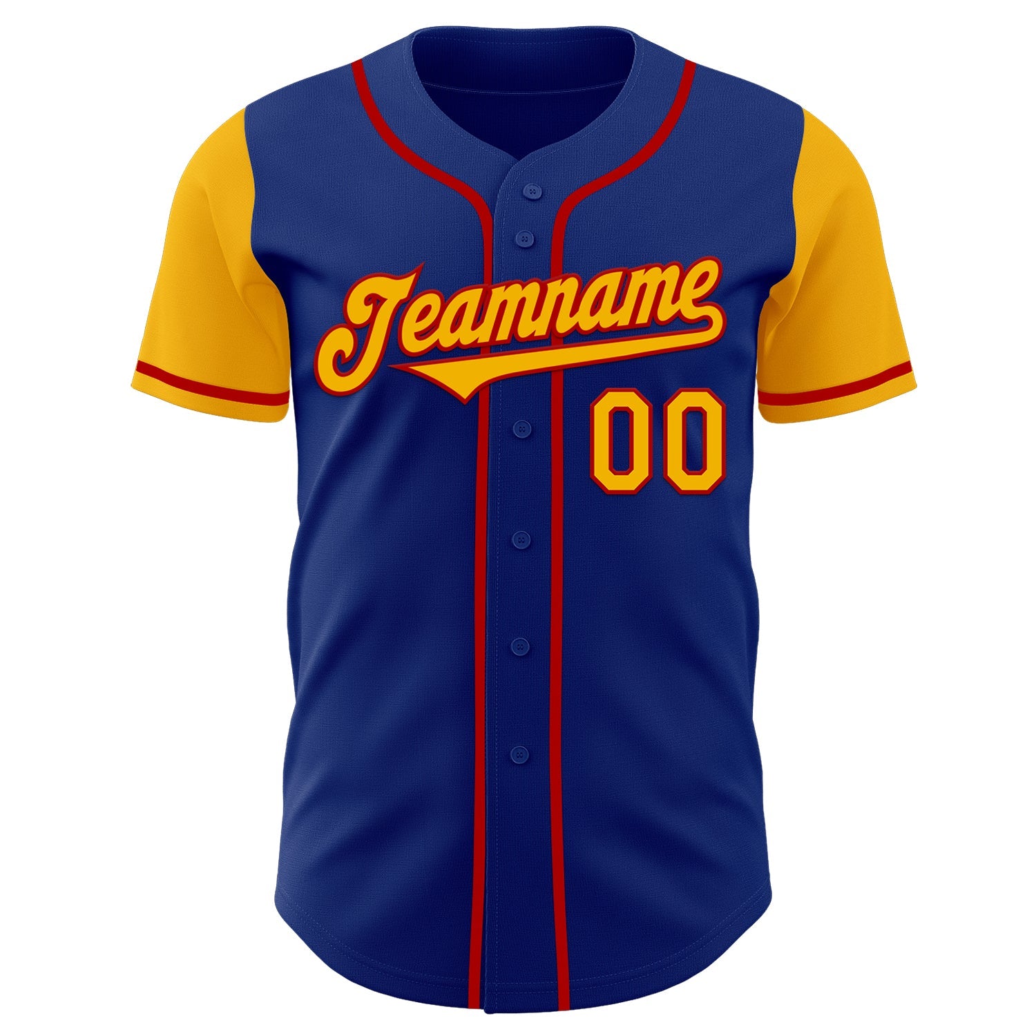 Custom Royal Gold-Red Authentic Two Tone Baseball Jersey view 2