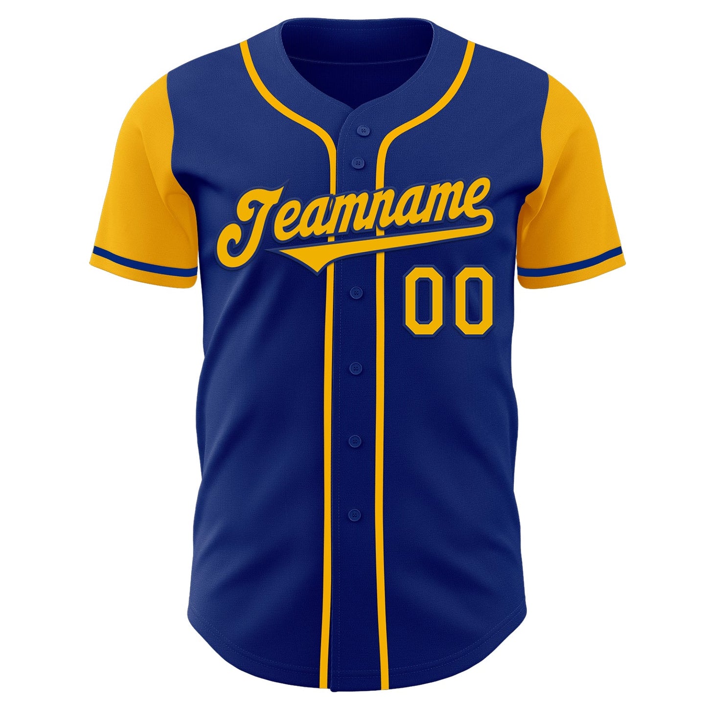 Custom Royal Gold Authentic Two Tone Baseball Jersey view 2