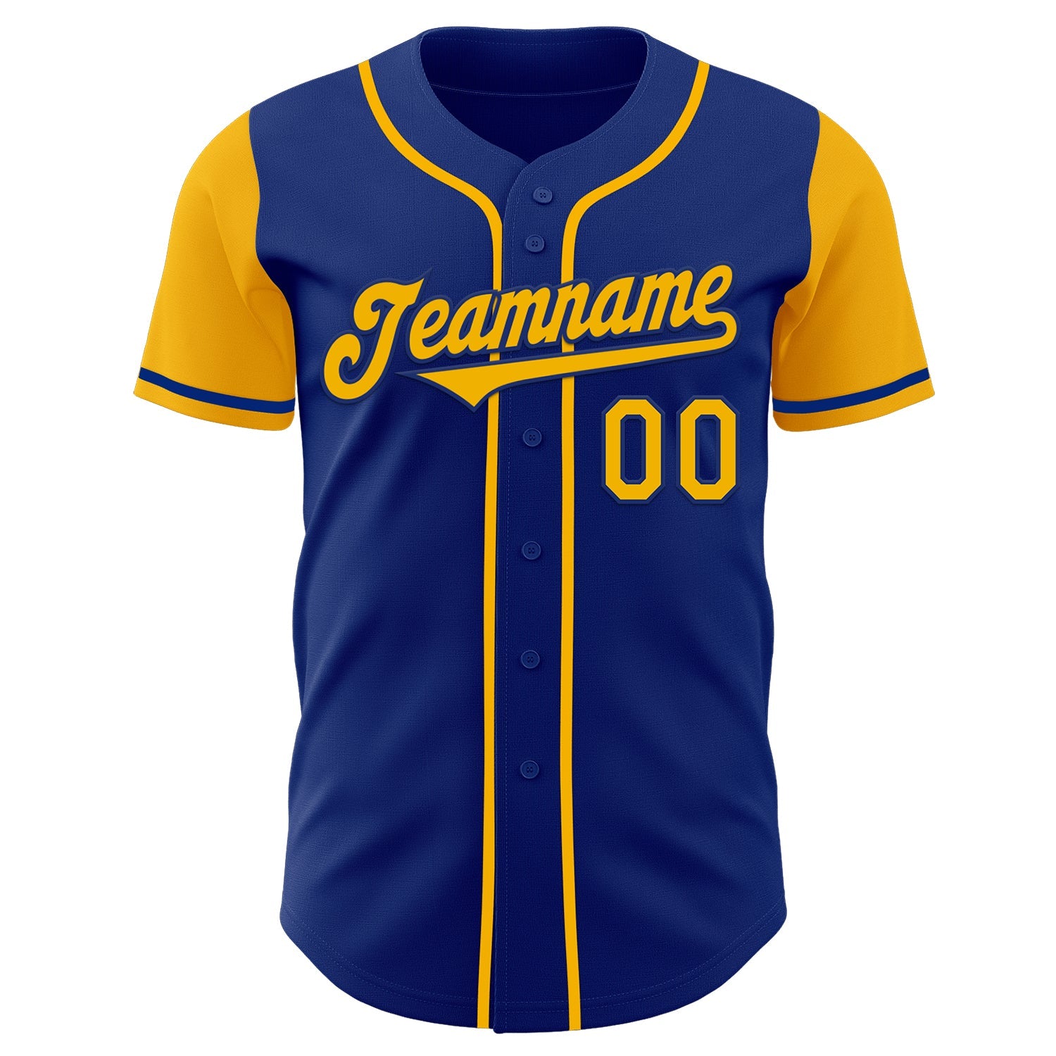 Custom Royal Gold Authentic Two Tone Baseball Jersey view 2