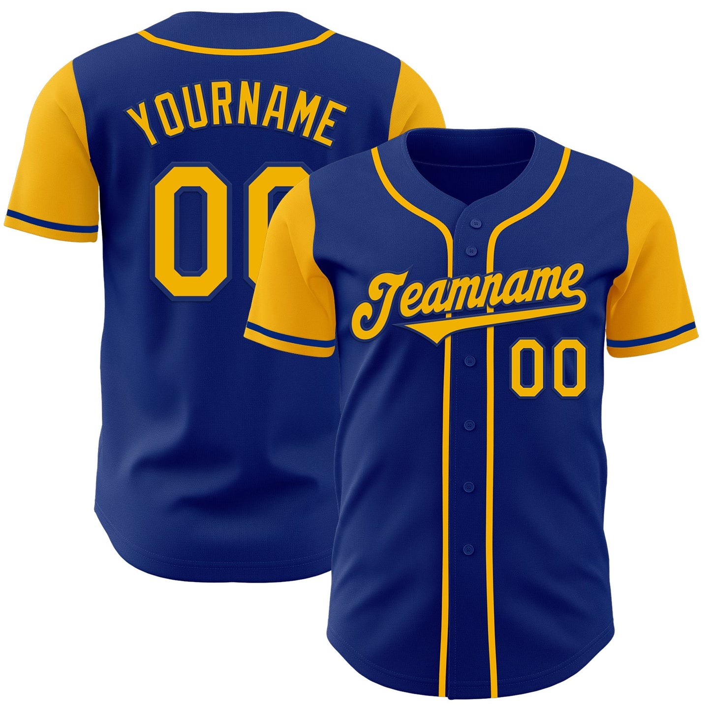Custom Royal Gold Authentic Two Tone Baseball Jersey - Main View