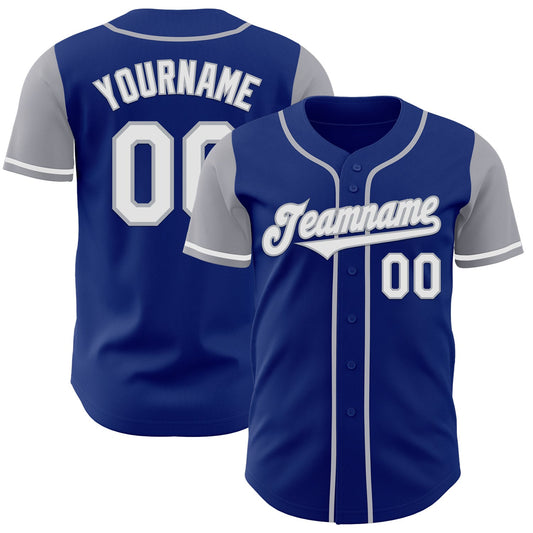 Custom Royal White-Gray Authentic Two Tone Baseball Jersey - Main View