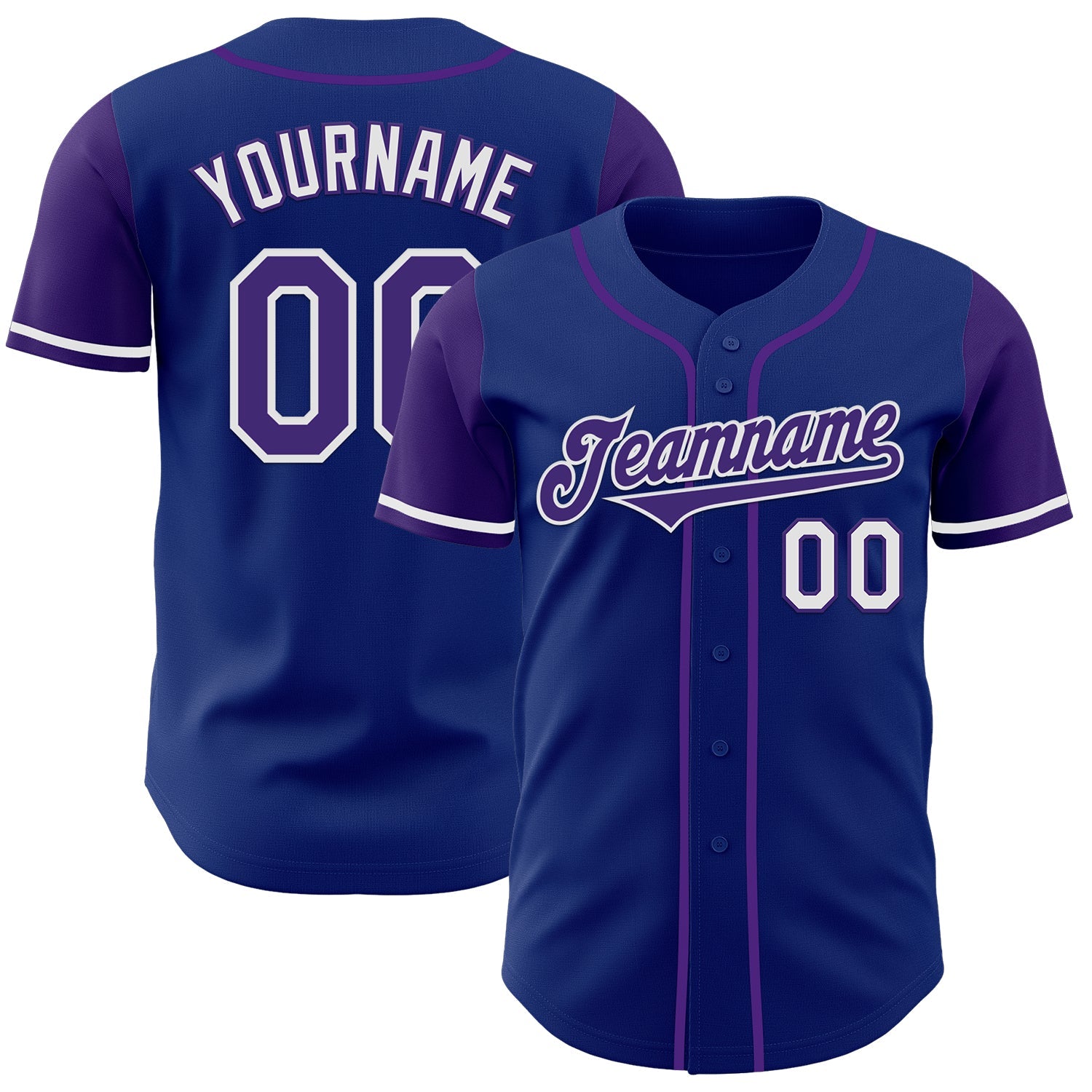 Custom Royal Purple-White Authentic Two Tone Baseball Jersey - Main View