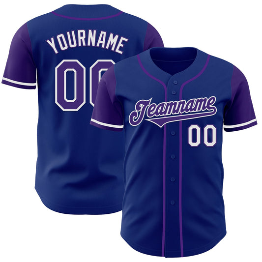 Custom Royal Purple-White Authentic Two Tone Baseball Jersey - Main View