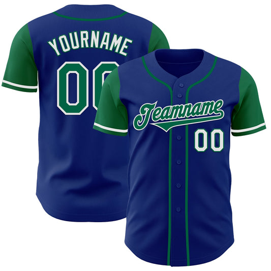Custom Royal Kelly Green-White Authentic Two Tone Baseball Jersey - Main View