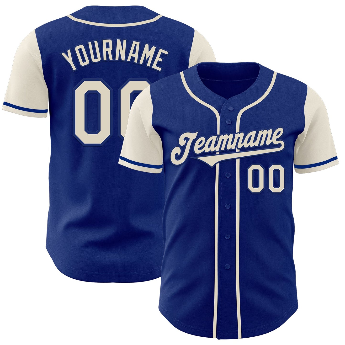 Custom Royal Cream Authentic Two Tone Baseball Jersey - Main View