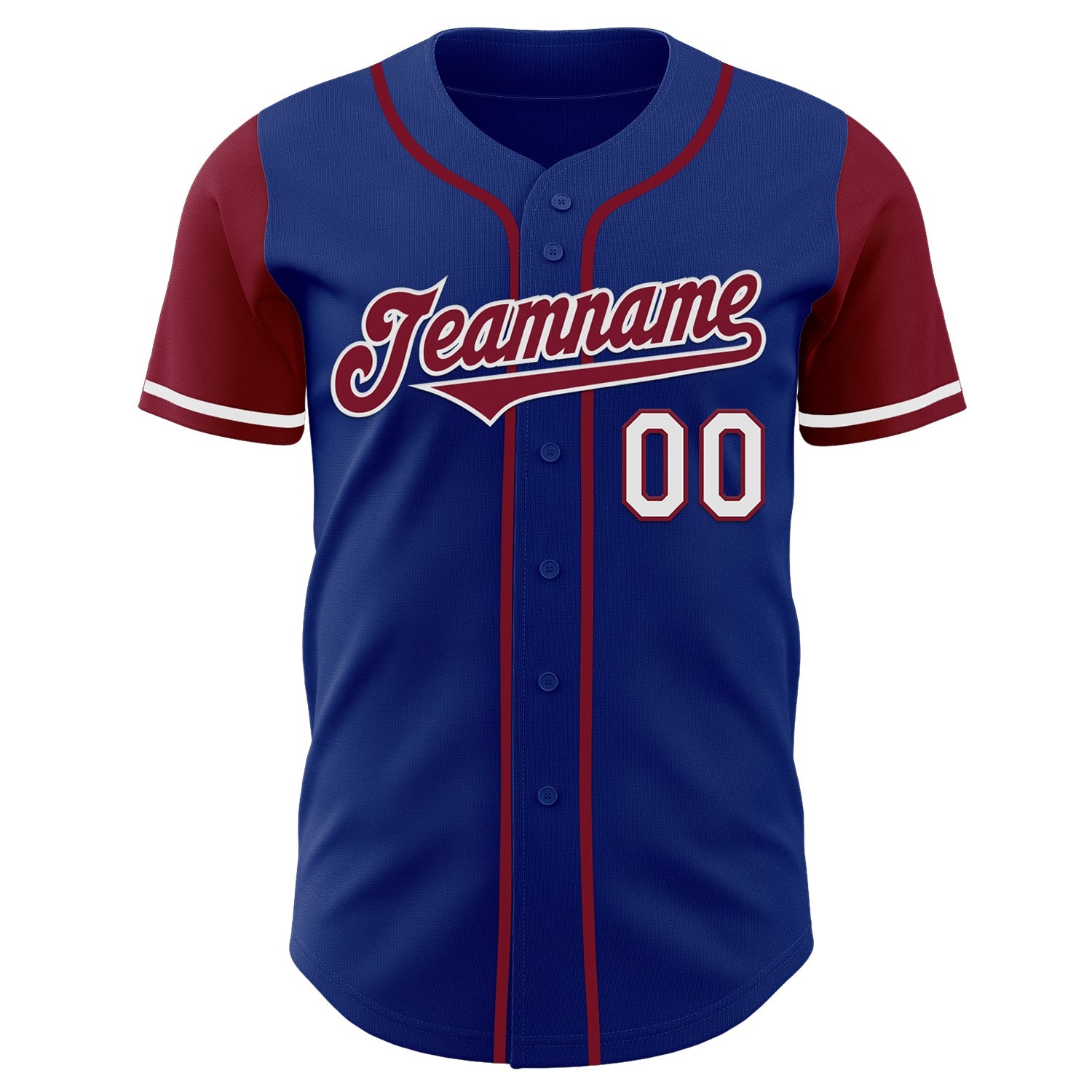 Custom Royal Crimson-White Authentic Two Tone Baseball Jersey view 2