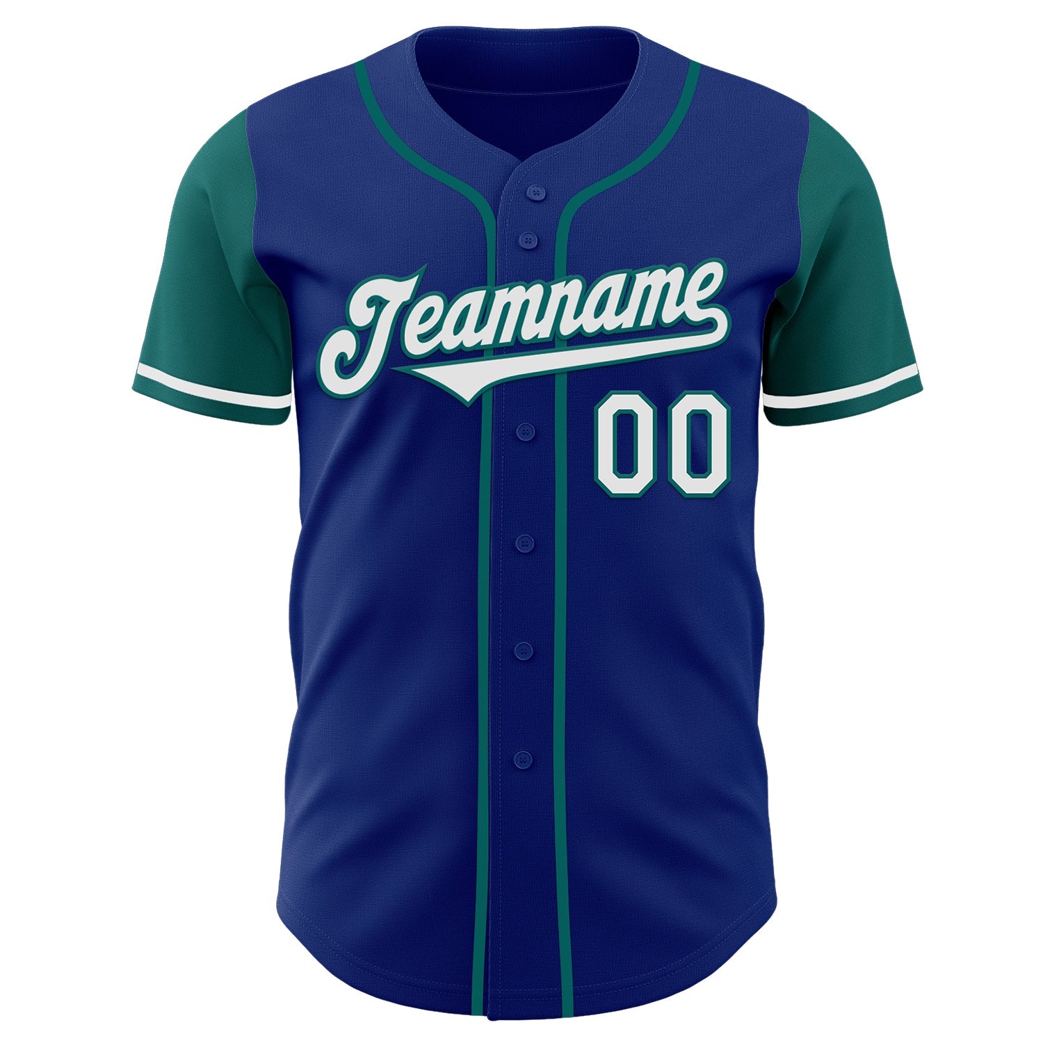 Custom Royal White-Teal Authentic Two Tone Baseball Jersey view 2