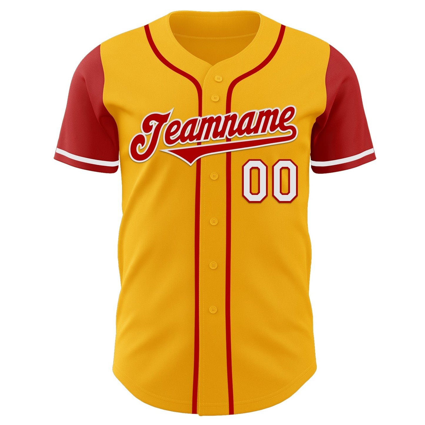 Custom Gold Red-White Authentic Two Tone Baseball Jersey view 2