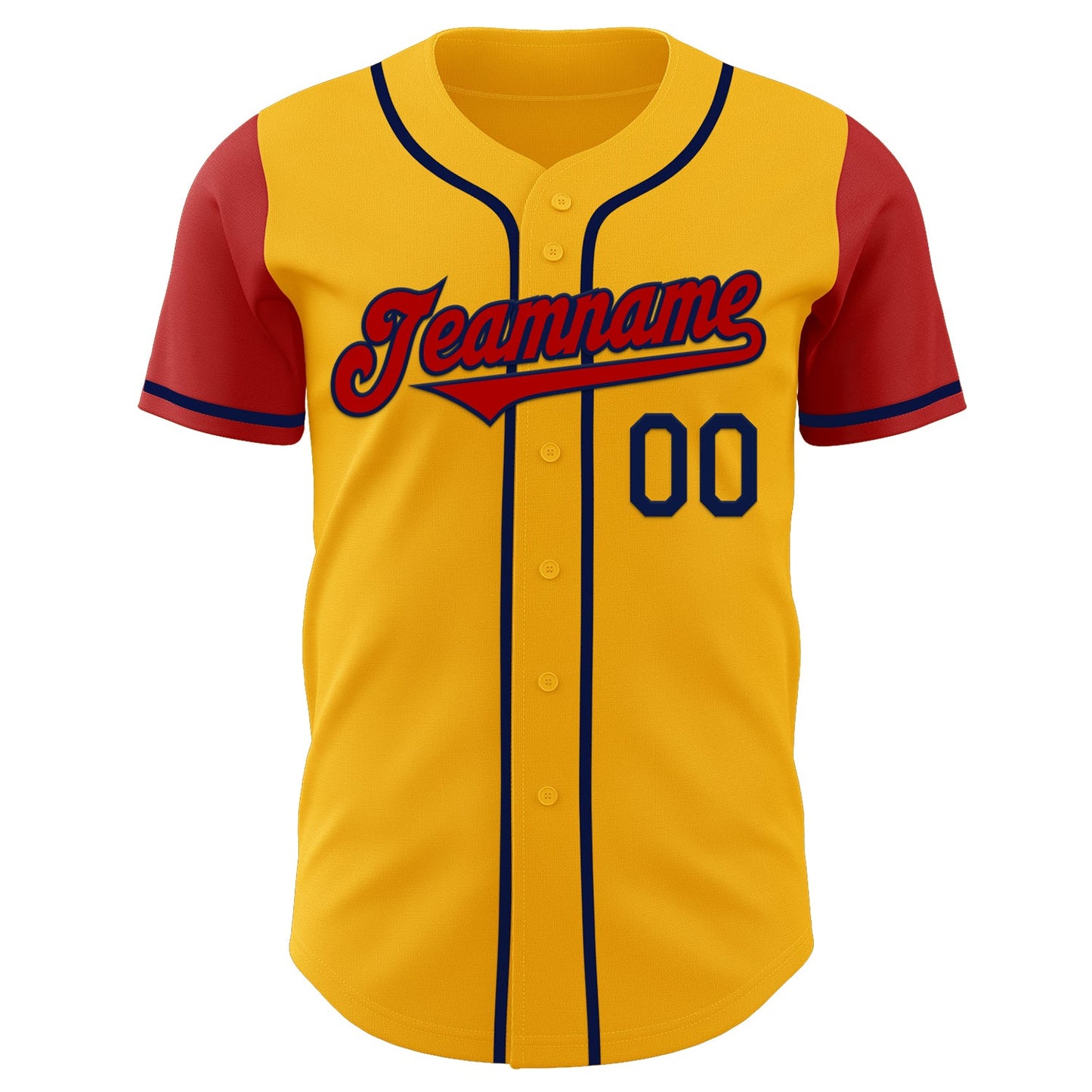 Custom Gold Red-Navy Authentic Two Tone Baseball Jersey view 2
